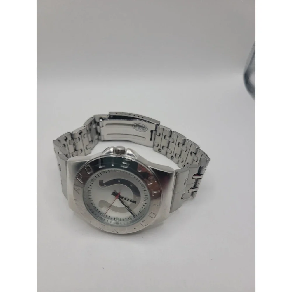 Indianapolis Colts NFL Watch Silver Tone Horseshoe Logo Quartz Wristwatch
